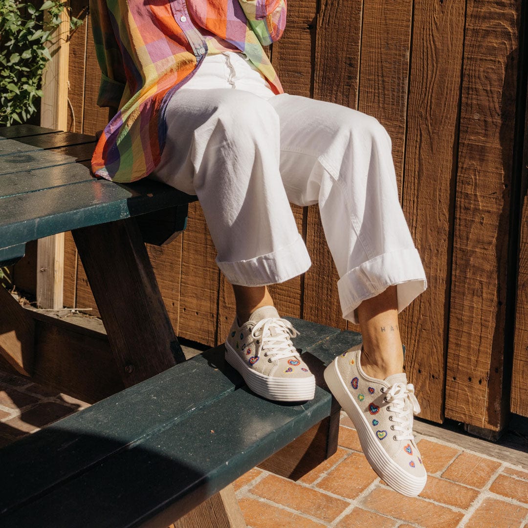 Women's Monterey Platform Sneaker Rainbow Heart | SeaVees Shoes